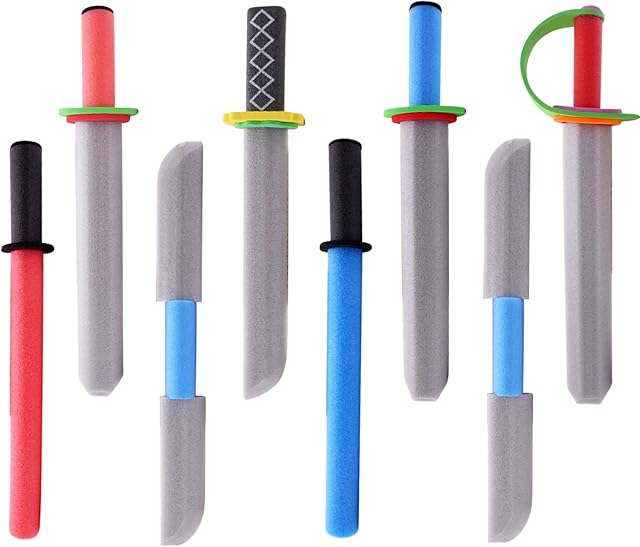 The 17 Inch Foam Swords for Kids - 8 PCS Warrior Knight Weapon Giant Pirate Sword Pretend Play Toy Set for Boys Girls Toddlers Gift, Outdoors Play
