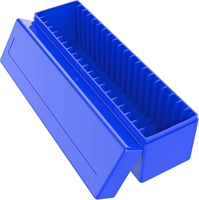The Plastic Coin Slab Storage Box – 20-Slot Coin Holder Organizer Case Fits for PCGS NGC PMG PCCB Slabs, Secure Coin Collection Box for Collectors, Home, Office, Bank Use (Box Only, Blue)
