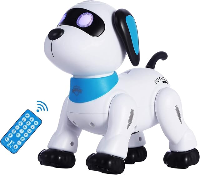 The yiman Remote Control Robot Dog Toy – Programmable Smart Robot Dog for Kids 3+, Interactive Dancing & Sound, RC Stunt Robot Toys with LED Eyes, Electronic Pet Toy Dog for Boys & Girls Gifts (Blue)