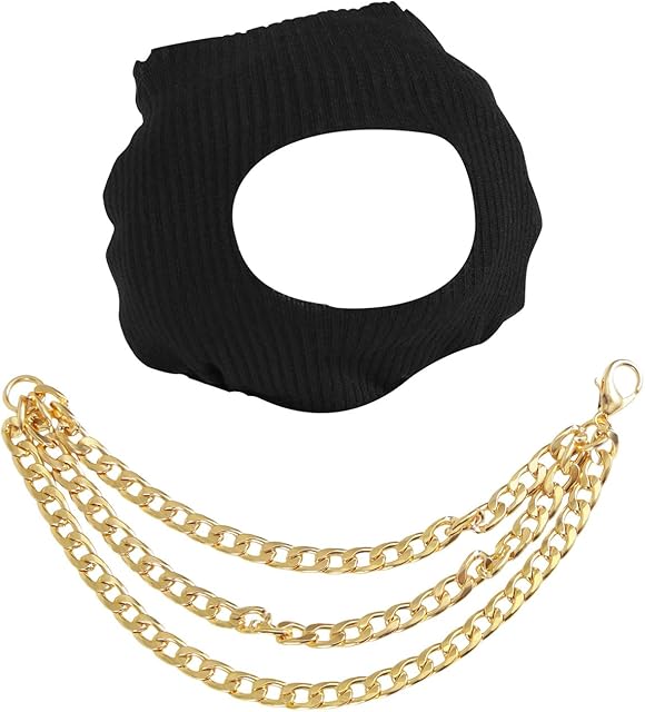 The 2pcs Doll Outfit Accessories Set, Black Head Cover & Three-Layer Gold Necklace for 6.7in/17cm Dolls (Doll Not Included)