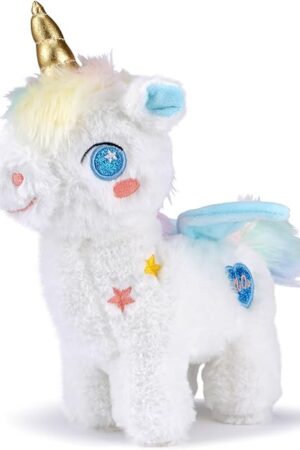 The Plush Unicorn Stuffed Animal Pillows Toy, 10 Inch Cute Soft Rainbow Unicorn Plushie Dolls with Wings, Kawaii Plushies Gifts for Girls,Decor (Blue)