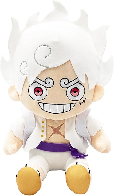 The Great Eastern Entertainment One Piece - Monkey D. Luffy Gear 5 Grin Sitting Pose Plush 12" H