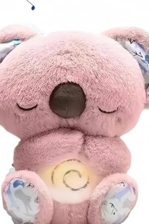 The Relief Koala Breathing Stuffed Toy, Anxiety Relief Plush Animal with Musical Lights & Rhythmic Breathing Motion - New Year Gift Plush Figure Toys (Pink)