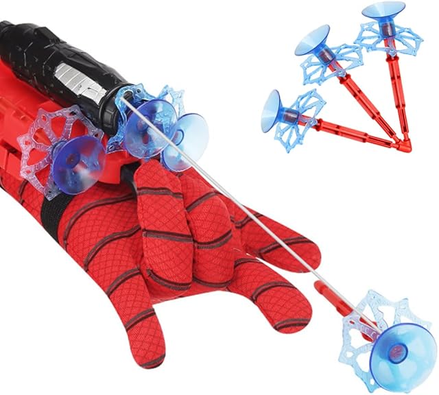 The Spider Web Shooters with Gloves, Superheroes Wrist Launcher Toy, Funny Children Educational Toys, Party Cosplay Gift for Kids