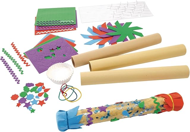 The Colorations - RAINKIT DIY Rainstick Kit for Kids, Set of 12, EVA Foam and Cardboard, Native American, Craft Kit, Self-Adhesive, Toys for Kids, Early Learning, Multi-Cultural, Social Sensitivity