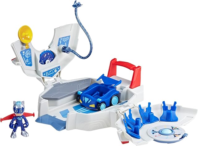 The PJ Masks Power Heroes PJ Power Q Playset, Headquarters Set with Car and Figure, Superhero Toys for 3 Year Old Boys and Girls and Up