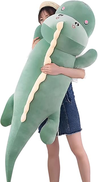 The Dinosaurs Plush Toy Pillow,Cute Dinosaur Stuffed Animals Doll,Soft Lumbar Back Cushion Big Dinosaurs Plushies Stuffed Toy Cute Pillows,Great Gift for Kids Birthday,Valentine (Green,31.4in)