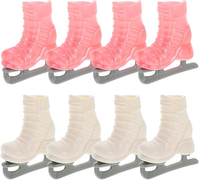 The BESTonZON Skate Toys for Dolls 4 Pairs of Mini Ice Skates Doll Decor Adjustable Size Plastic Roller with Accessories for DIY Decoration