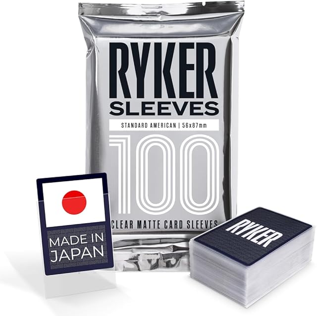 The Ryker Standard American Size – Card Sleeves for Trading Cards, Board Games & K-pop Photocards (100 Pack, Clear, 56x87 mm)