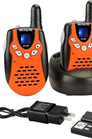 The Retevis RT602 Walkie Talkies for Kids Rechargeable,KidsToy with Batteries Charger Station,Toy Walkie Talkie Kids Gifts for Boys Girls(1 Pair Orange)