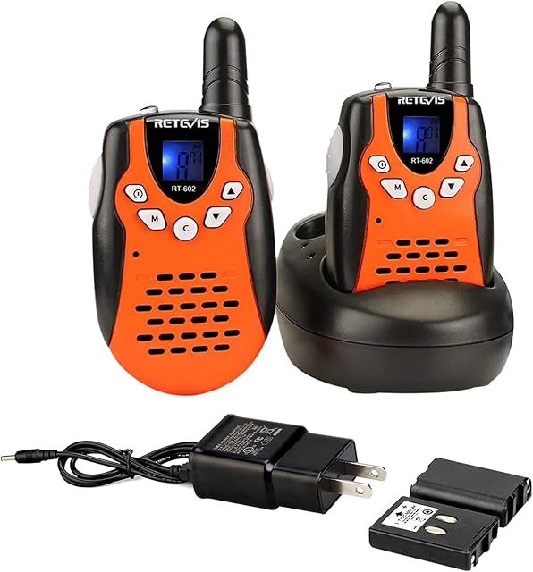 The Retevis RT602 Walkie Talkies for Kids Rechargeable,KidsToy with Batteries Charger Station,Toy Walkie Talkie Kids Gifts for Boys Girls(1 Pair Orange)