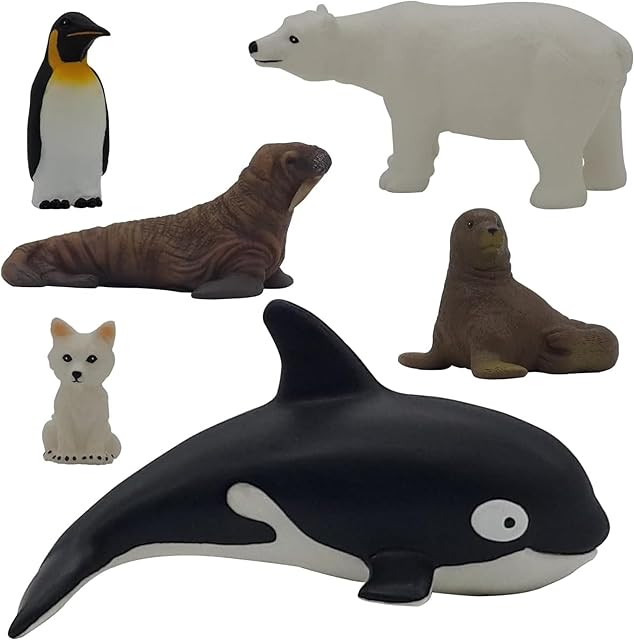 The Get Ready Kids Polar Animal Toys Playset – 6 Mini Plastic Animal Figurines for Toddlers Ages 1-3 and Up – Arctic & Antarctic Animals for Imaginative Play