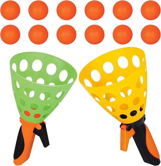 The Outdoor Indoor Games Activities for Kids, Pop and Catch Ball Family Games with 2 Launcher Baskets and 12 Balls, Summer Beach Yard Sport Birthday Party Gifts Toys for Kids Ages 4 5 6 8 12+ Years Old