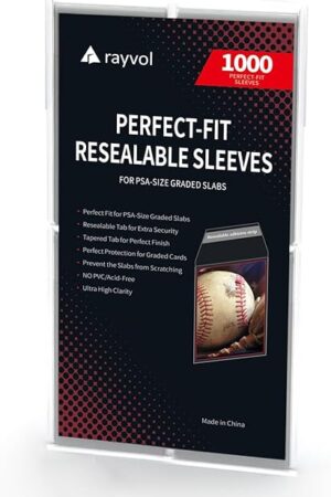 The Rayvol Resealable Graded Card Sleeves for PSA Slabs, Exact Fit Sleeves for CSG, CGC, FGS, FCG and Similar (1000pcs)