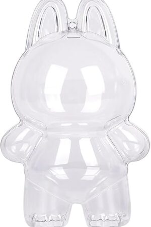 The Protective Case Compatible with LABUBU Doll - Crystal-Clear Hard Display Box with Keychain & Dustproof Cover, Secure Backpack Hooks for Shelf/Outdoor Showcase (Doll Not Included)（Standing）