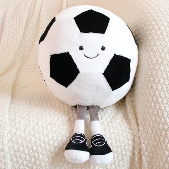 The 11.8 "/30cm Basketball Plush Pillow, Soft Football Shaped Plush Pillow,Basketball/Football Plush Toy Sport Theme Plushie Soccer Stuffed Toys (Football)