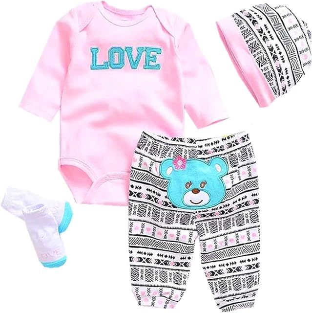 The Reborn Dolls Baby Clothes Pink Outfits for 20"- 22" Reborn Doll Girl Baby Clothing Baby Sets