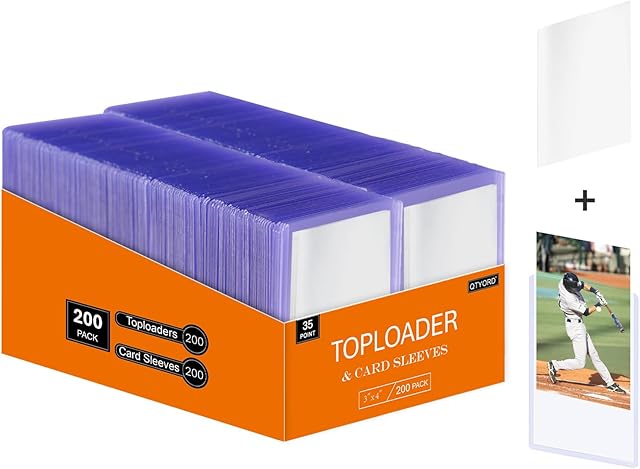 The 400Pcs Top Loaders for Cards (200Pcs Hard Plastic Card Holders & 200Pcs Penny Card Sleeves) 3" x 4" Toploaders, Card Protector Sleeves for Baseball Football Sports Cards, Standard Trading Cards