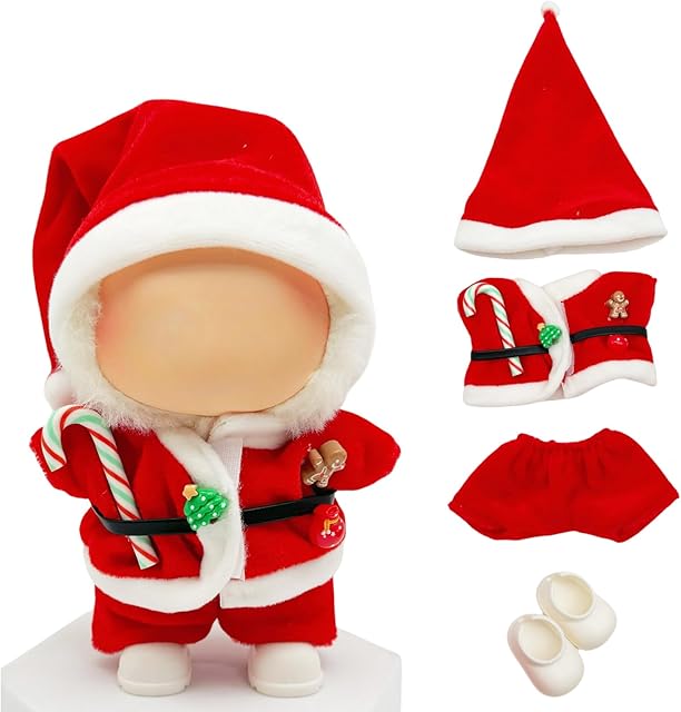 The Doll Outfit Clothes Set for 17cm Dolls, Premium Fashion Hat Overalls Sweater Bag Dress Jumpsuit for Dolls Accessories (NO Doll) (Christmas Set)