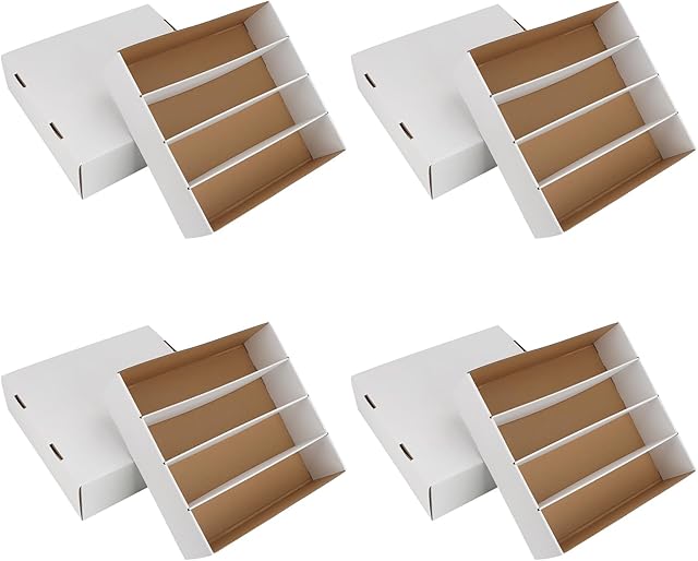 The Trading Card Storage Box 3120 Count Collector Cards Box White Sports Card Storage Boxes Card Sorting Tray Cases Cards Collection Trading Cards Box for Soccer Basketball Cards(4 Set)