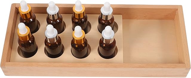 The 1set Montessori Sensory Toy for Toddlers Educational Wooden Taste Bottle for Shape Recognition Portable Learning Activities for Boy Girl Day Birthdays