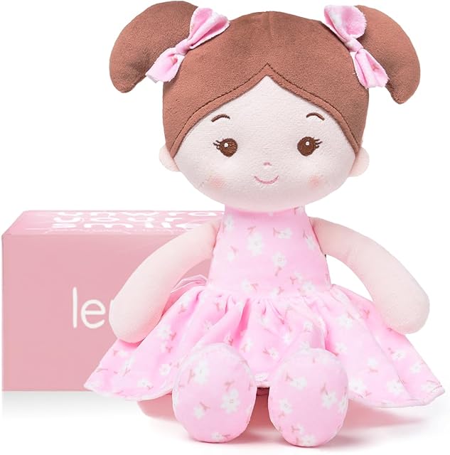 The Soft Baby Doll Toys (12''), My First Baby Rag Doll for 1 Year-Old Girl Birthday Gift, Christmas Plush Toys Gift for Toddler Kids Infants -FloraBelle(Pink)