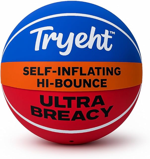 The Mini Self Inflating Basketball 5", Rubber New Feel Breacy Ball, Hi Bouncy, Never Need Pump, Picnic and School Perfect Play Indoor Hoop and Outdoor Games