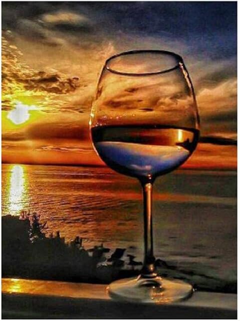The najiaxiaowu Adult Puzzles 1000 Pieces DIY Sunset Sea Wine Glass Wooden Puzzles Children and Elderly Puzzles Modern Home Decor Wall Art Unique Gift 75 cm x 50 cm(27.56 x 16.68 in)