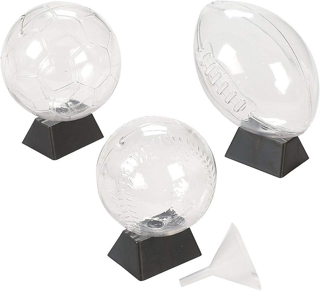 The Fun Express Sports Sand Art Bottles - Set of 12 - Baseballs, Soccer Balls and Football Shapes - DIY Crafts for Kids - VBS Vacation Bible School Supplies/Decor