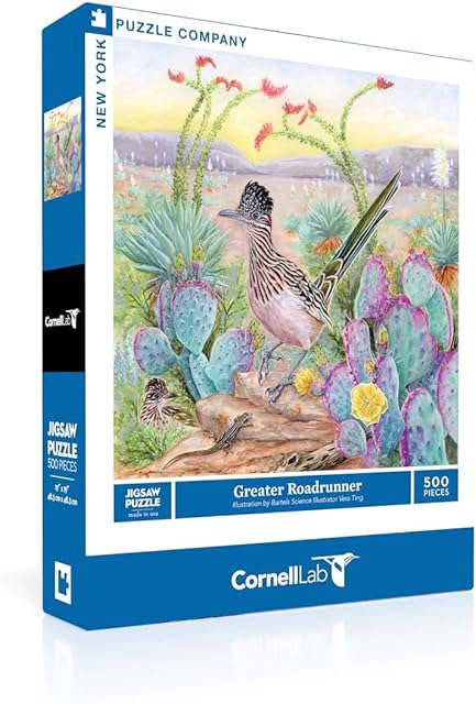 The New York Puzzle Company - Cornell Lab Greater Roadrunner - 500 Piece Jigsaw Puzzle for Family Game Nights by Vera Ting