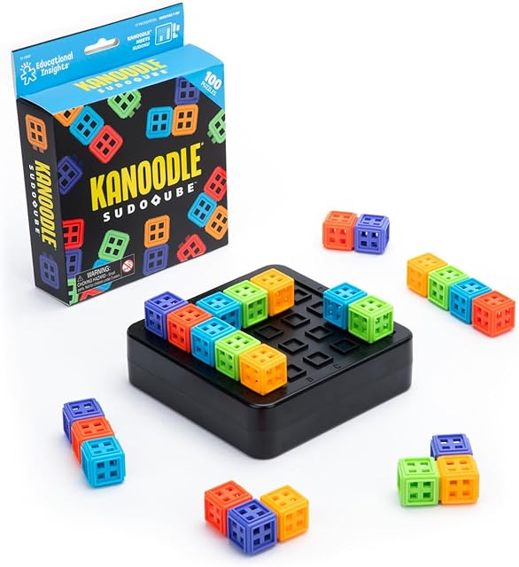 The Educational Insights Kanoodle® SudoQube™ - 3D Brain Teaser Puzzle, Pocket Sudoku Game, Color Puzzles & Handheld Board Games for Travel, Gifts for Sudoku Lovers Including Kids, Teens & Adults Ages 7+