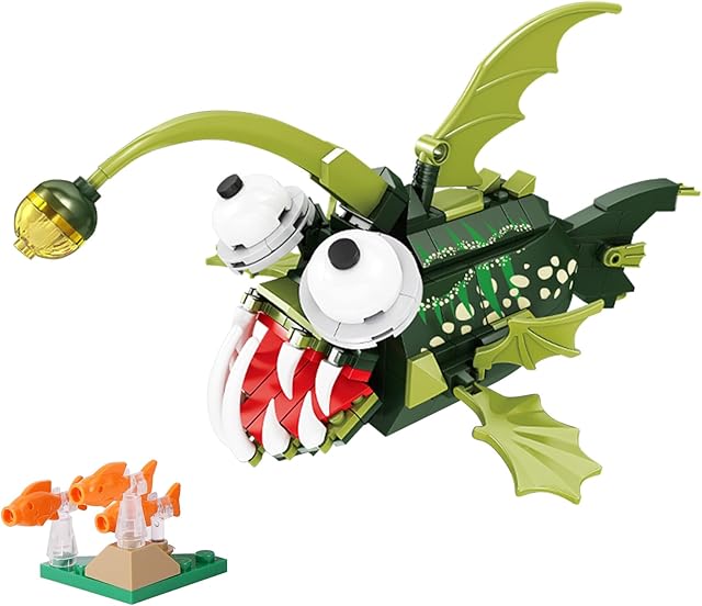 The Oichy Deep Sea Building Sets, Angler Fish Toy, Creative Ocean Animal Toys for Kids, Building Angler Creatures Fish Toys (227 PCS)