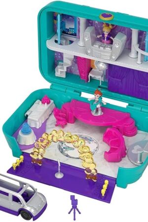 The Polly Pocket Hidden Places Dance Par-taay! Case with Dance Theme, Dolls & Accessories