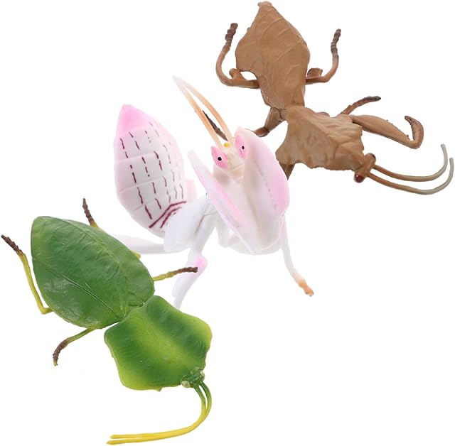 The TOYANDONA Desktop Decor 3pcs Plastic Plastic Playes Desktop Toys Realistic Simulation Model Simulation Model Small Mantis Decoration Animal Decorate Orchid Statue Child Kids Playset