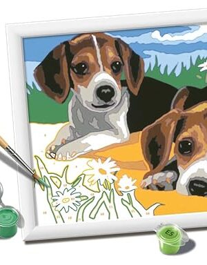 The Ravensburger CreArt Jack Russell Puppies Paint by Numbers Kit for Kids - Painting Arts and Crafts for Ages 7 and Up