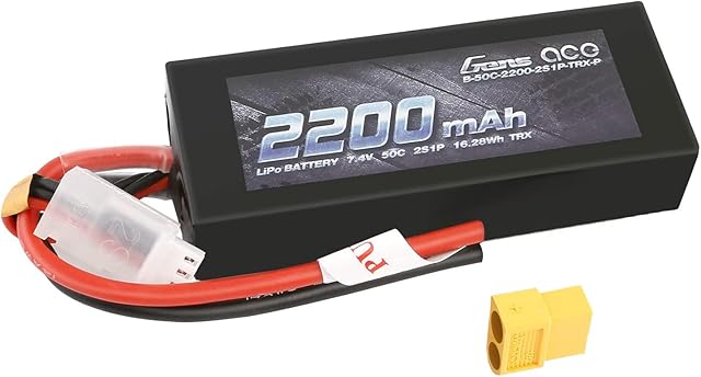 The Gens ace 2S Lipo Battery 2200mAh 7.4V 50C LiPo Battery Pack with XT60 (not soldered)