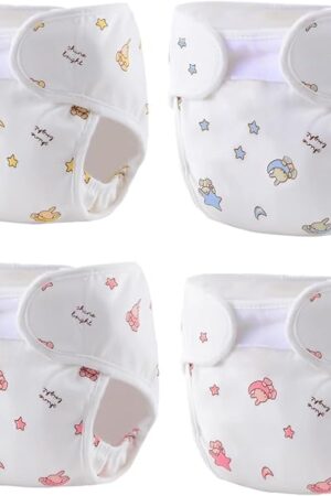 The Reborn Baby Dolls Diapers Accessories 4-Piece Pack Fit for 17-24 inch Reborn Dolls Newborn Underwear Reusable Washable
