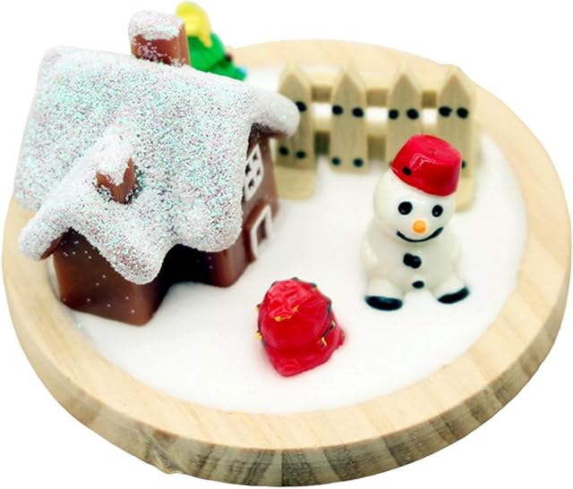 The Small Christmas Snow Decor Mini Snow Villa House for 1/6 1/12 Scale Dollhouse