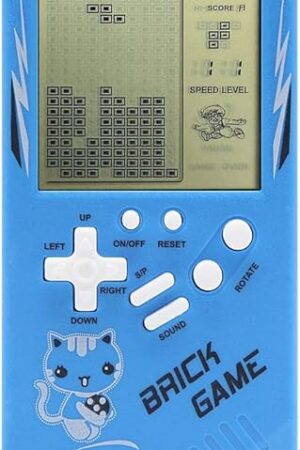 The Retro Big Screen Brick Game Console 9999 in 1 Tank/Racing/Shooting Casual Puzzle Game Adjustable Difficulty and Speed Small and Easy to Carry Best Gifts (Blue)