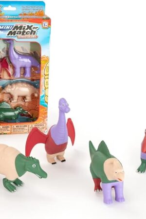 The POPULAR PLAYTHINGS Mini Magnetic Mix or Match Dinosaurs Set of 4 Dinosaurs Brachiosaurus, Ankylosaurus, Spinosaurus, and Pterodactyl