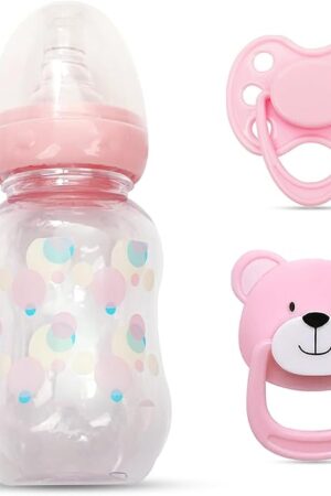 The Pink Style Magnetic Pacifier and Bottle Set 2 Piece Reborn Baby Doll Accessories for Kids Gift