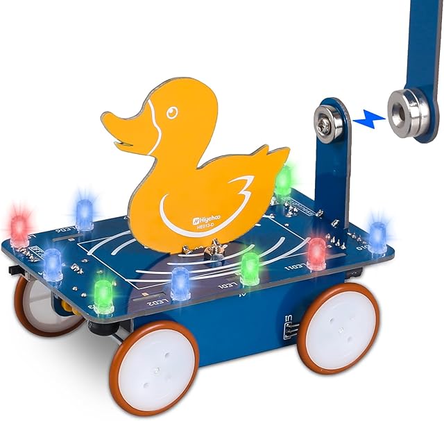The Soldering Project, ICSTATION Magnetic Duck Car Soldering Practice Kit DIY Swimming Duck Cart with LED Lights DIY Magnetic Vehicle Kit for STEM Education Physics Teaching and Learning Creative Present