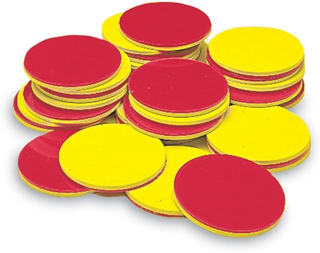 The hand2mind Plastic Two-Color Counters, Red and Yellow Counters for Kids Math, Classroom Manipulatives for Elementary, Color Counters for Classroom, Plastic Bingo Chips, Counting Chips (Set of 200)