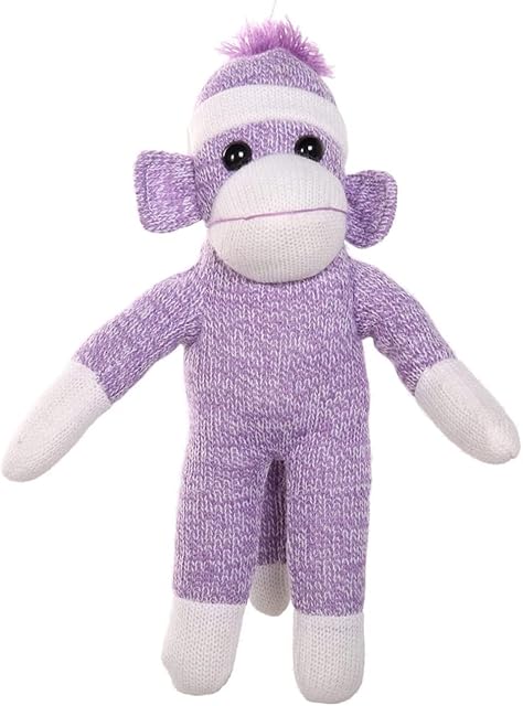 The Adorable Sock Monkey, The Original Traditional Hand Knitted Stuffed Animal Toy Gift-for Kids, Babies, Teens, Girls and Boys Baby Doll Present Puppet (16" Purple)