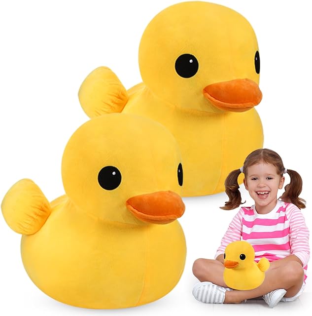 The Leyndo 2 Pcs Giant Plush Yellow Duck Soft Stuffed Animal Toy Duck Stuffed Plush Pillow Huggable Animal Dolls Play Set Toy for Boys Girls Birthday Gift Party Sofa Decoration(7.9 Inch)