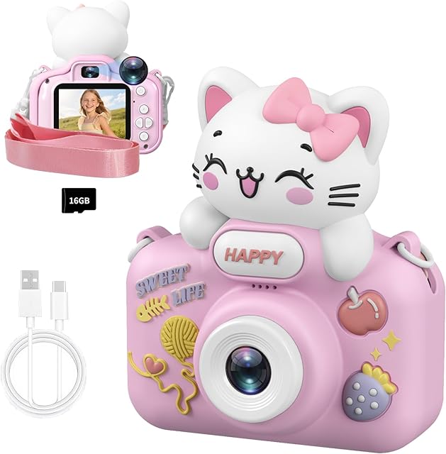 The Kids Camera, 1080P Digital Camera with Dual Lens and 8X Zoom, Video Camcorder for Kids with 16GB SD Card, for Boys and Girls Ages 3–8