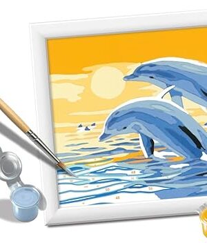 The Ravensburger CreArt Delightful Dolphins Paint by Numbers Kit for Kids - Painting Arts and Crafts for Ages 7 and Up