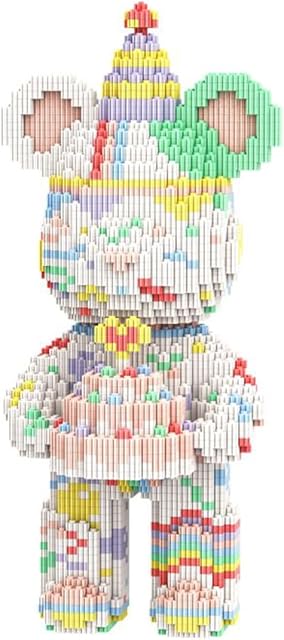 The PIANTION Animal Birthday Cake Bear Micro Building Blocks Set(3000PCS XQ038) 12.6in High Series,Gifts Suitable for Adults