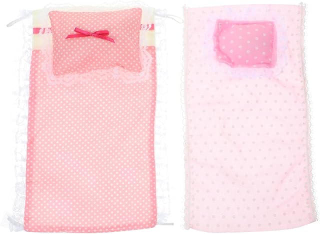 The Miniature Pillows and Bedding Accessories - 2 Sets Doll Quilt With Cotton Bed Pillows for Doll House