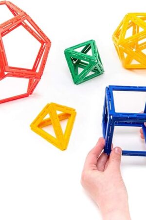 The Polydron Kids Frameworks Platonic Solids Set in Multicolored - Geometry Educational Construction Toy Building Kit - 6+ Years - 50 Pieces
